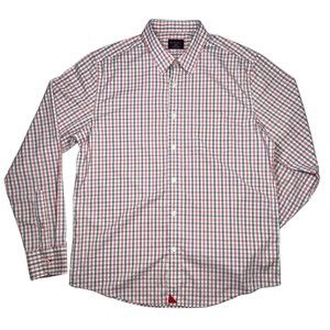 UNTUCKit Men's Large Button Down Checked Blue Red Slim Fit Dress Shirt Casual